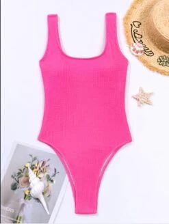 Einfarbiger Badeanzug Griechenland Fuchsia -Mode Dessous Geschäft 464RETR