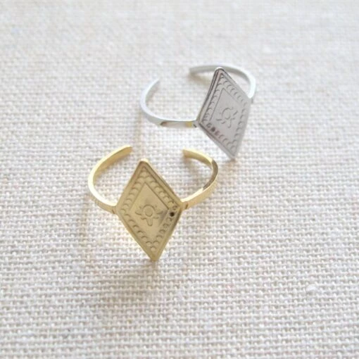 Edelstahl Rhombus Ring Expressversand -Mode Dessous Geschäft anillo acero inoxidable rombo envio express pasarelle 449087 scaled