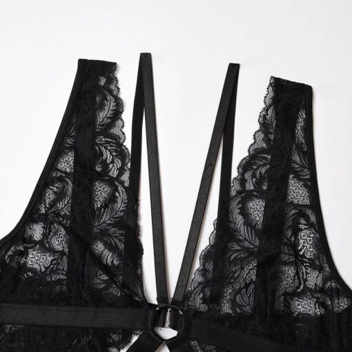 Rauten-Bodysuit Aus Spitze -Mode Dessous Geschäft body encaje romb pasarelle 6