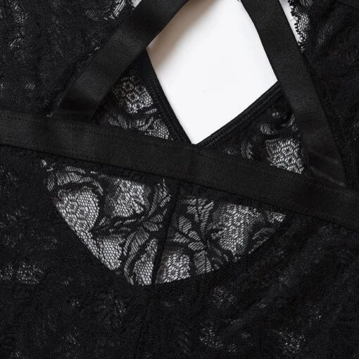 Rauten-Bodysuit Aus Spitze -Mode Dessous Geschäft body encaje romb pasarelle 8