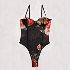 Geblümter Bodysuit -Mode Dessous Geschäft body floral pasarelle 5