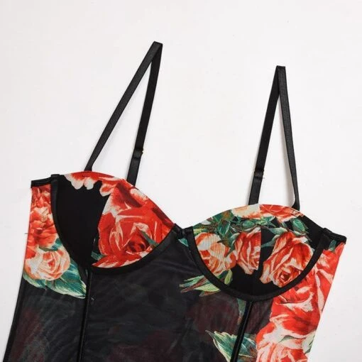 Geblümter Bodysuit -Mode Dessous Geschäft body floral pasarelle 7