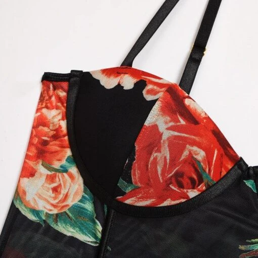 Geblümter Bodysuit -Mode Dessous Geschäft body floral pasarelle 8