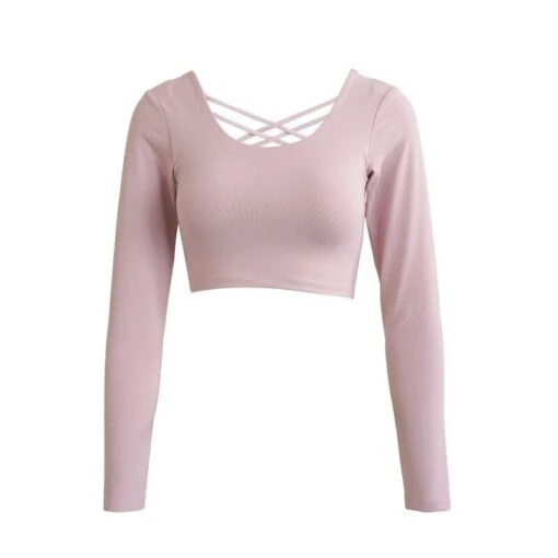 Cross-over-Sport-T-Shirt -Mode Dessous Geschäft camiseta de deporte cruzada pasarelle rosa l 815473