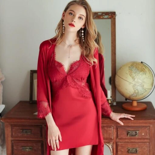 Lisa Nachthemd Und Morgenmantel Set -Mode Dessous Geschäft conjunto camison y bata lisa pasarelle 533516