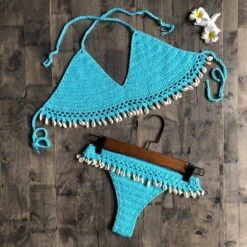 Concha Bikini-Set -Mode Dessous Geschäft conjunto de bikini concha pasarelle azul claro s 855268