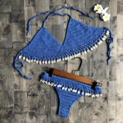 Concha Bikini-Set -Mode Dessous Geschäft conjunto de bikini concha pasarelle azul s 988896