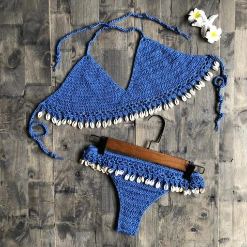 Concha Bikini-Set -Mode Dessous Geschäft conjunto de bikini concha pasarelle azul s 988896