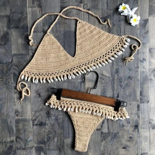 Concha Bikini-Set -Mode Dessous Geschäft conjunto de bikini concha pasarelle khaki s 331022