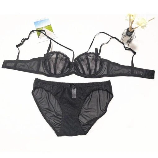 Font-Dessous-Set -Mode Dessous Geschäft conjunto lenceria font pasarelle negro 70b 173472