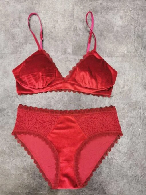 Samt-Set -Mode Dessous Geschäft conjunto velvet pasarelle 8