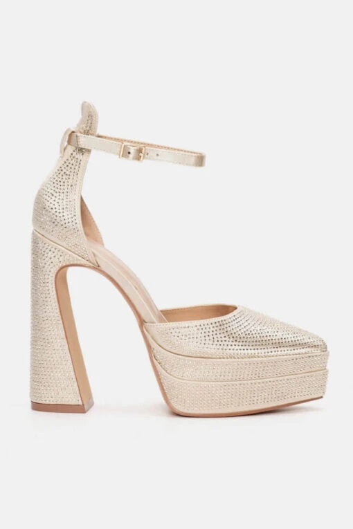 Sandale Mit Goldenem Glitzerabsatz -Mode Dessous Geschäft goves me dipli fiapa strass 78519 6113
