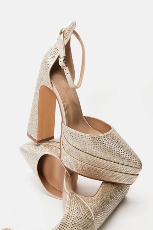 Sandale Mit Goldenem Glitzerabsatz -Mode Dessous Geschäft goves me dipli fiapa strass 78519 a2st