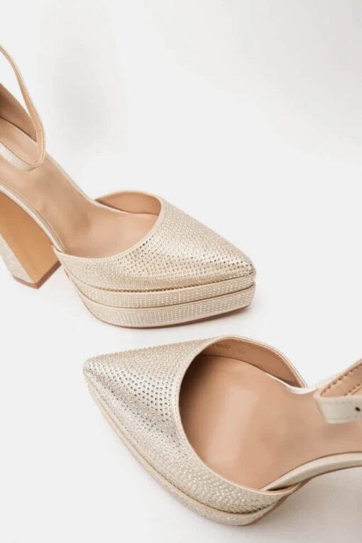 Sandale Mit Goldenem Glitzerabsatz -Mode Dessous Geschäft goves me dipli fiapa strass 78519 klab