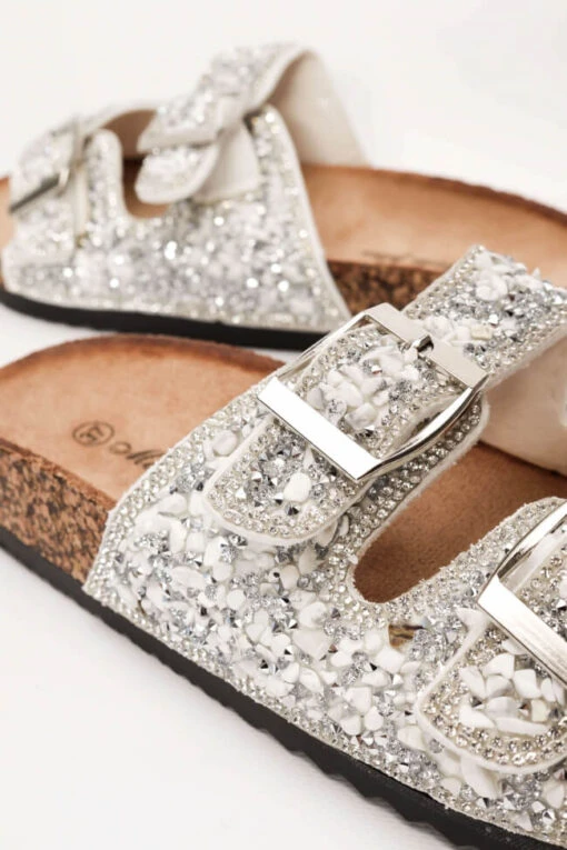 Indische Silbersandale -Mode Dessous Geschäft pantofles me diakosmitikes petres strass 71785 2i4u