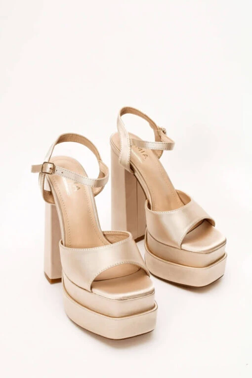Milan Beige Hohe Sandale -Mode Dessous Geschäft pedila saten me mpareta fiapa 62561 7h17