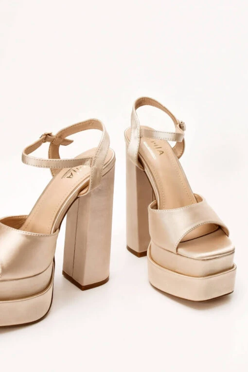 Milan Beige Hohe Sandale -Mode Dessous Geschäft pedila saten me mpareta fiapa 62561 obaf