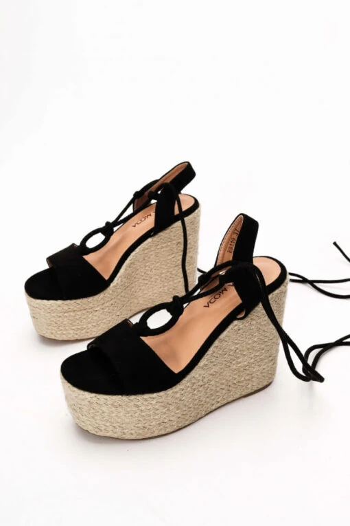 Deia Hohe Keilsandale Schwarz -Mode Dessous Geschäft platformes espantrigies lace up me diakosmitiko kr 66563 ps3n