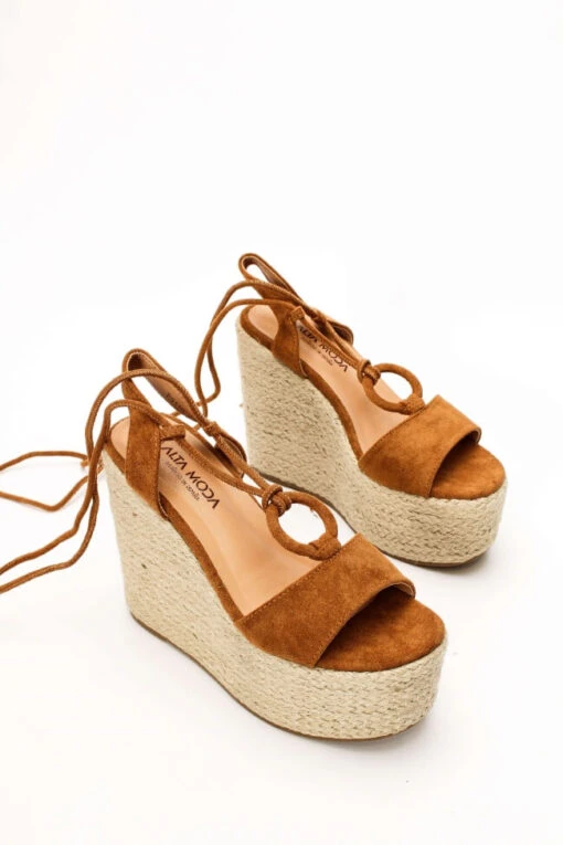 Hohe Keilsandale Deia Braun -Mode Dessous Geschäft platformes espantrigies lace up me diakosmitiko kr 66567 rb1k