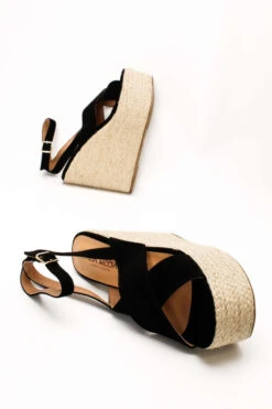 Keilsandale High Cies Schwarz -Mode Dessous Geschäft platformes espantrigies me xiasti lourakia 64471 z2gf