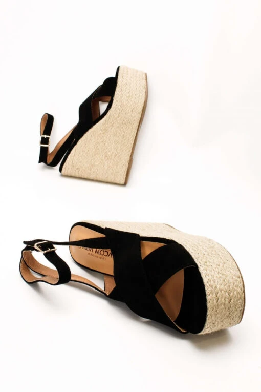 Keilsandale High Cies Schwarz -Mode Dessous Geschäft platformes espantrigies me xiasti lourakia 64471 z2gf
