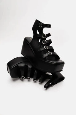 Bogota Schwarze Sandale -Mode Dessous Geschäft platformes open heel me tokes 91075 u147