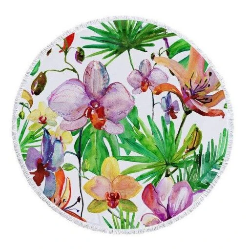 Blumen Strandhandtuch -Mode Dessous Geschäft toalla de playa flores fleco pasarelle 3 142240