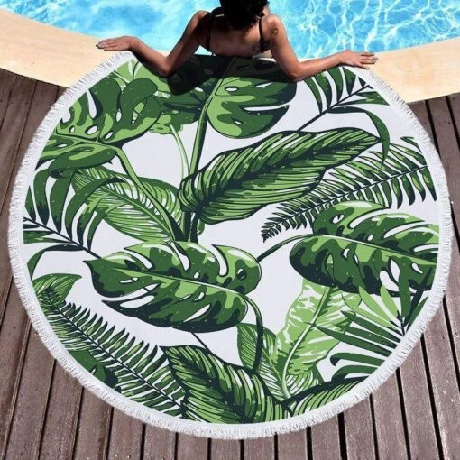 Grüne Blätter Strandhandtuch -Mode Dessous Geschäft toalla de playa verde hojas pasarelle 713354